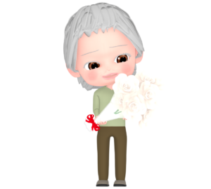 敬老の日の花束とおばあちゃんのイラスト