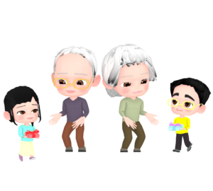 敬老の日にプレゼントを渡す子どものイラスト