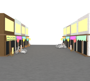 レトロな商店街のイラスト