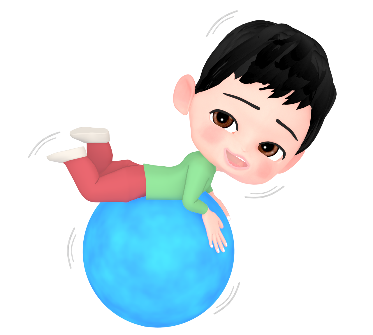 バランスボールに全身で乗る男の人のイラスト
