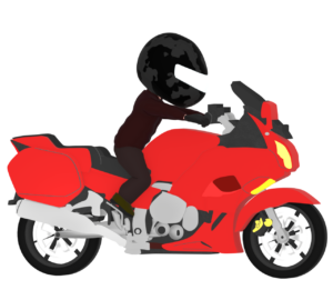 大型のスポーツバイクに乗るイラスト