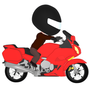 大型のスポーツバイクに乗るイラスト