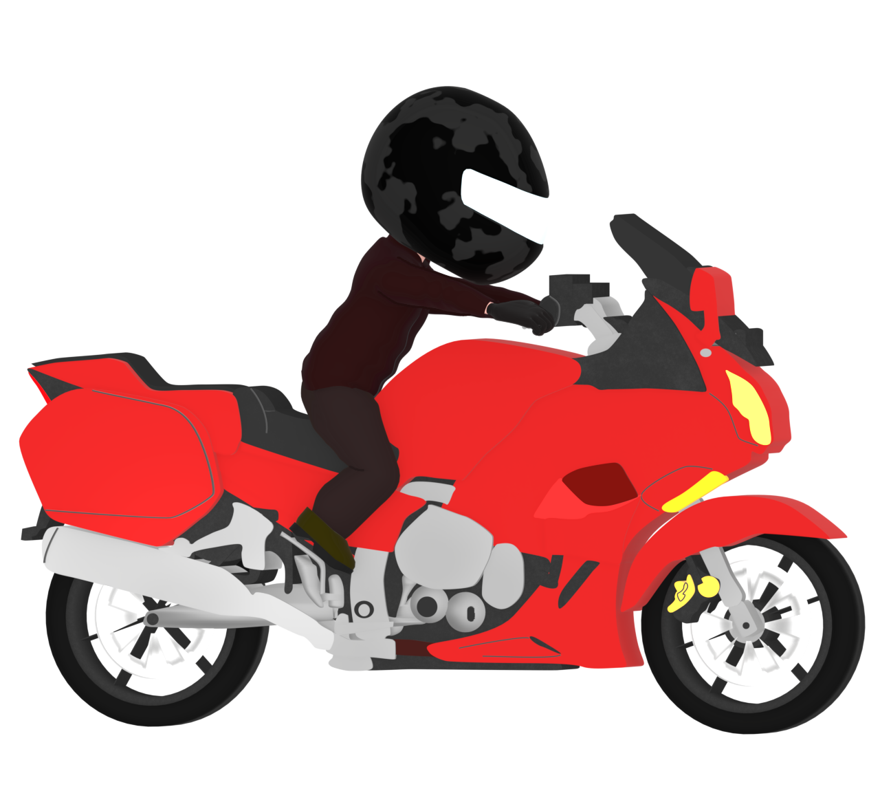 大型のスポーツバイクに乗るイラスト