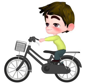 荷台に乗って自転車を運転するイラスト