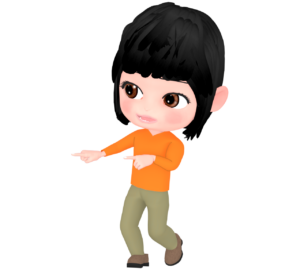 右方向を指で差す女性のイラスト