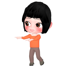 右方向を両手の指で差す女性のイラスト