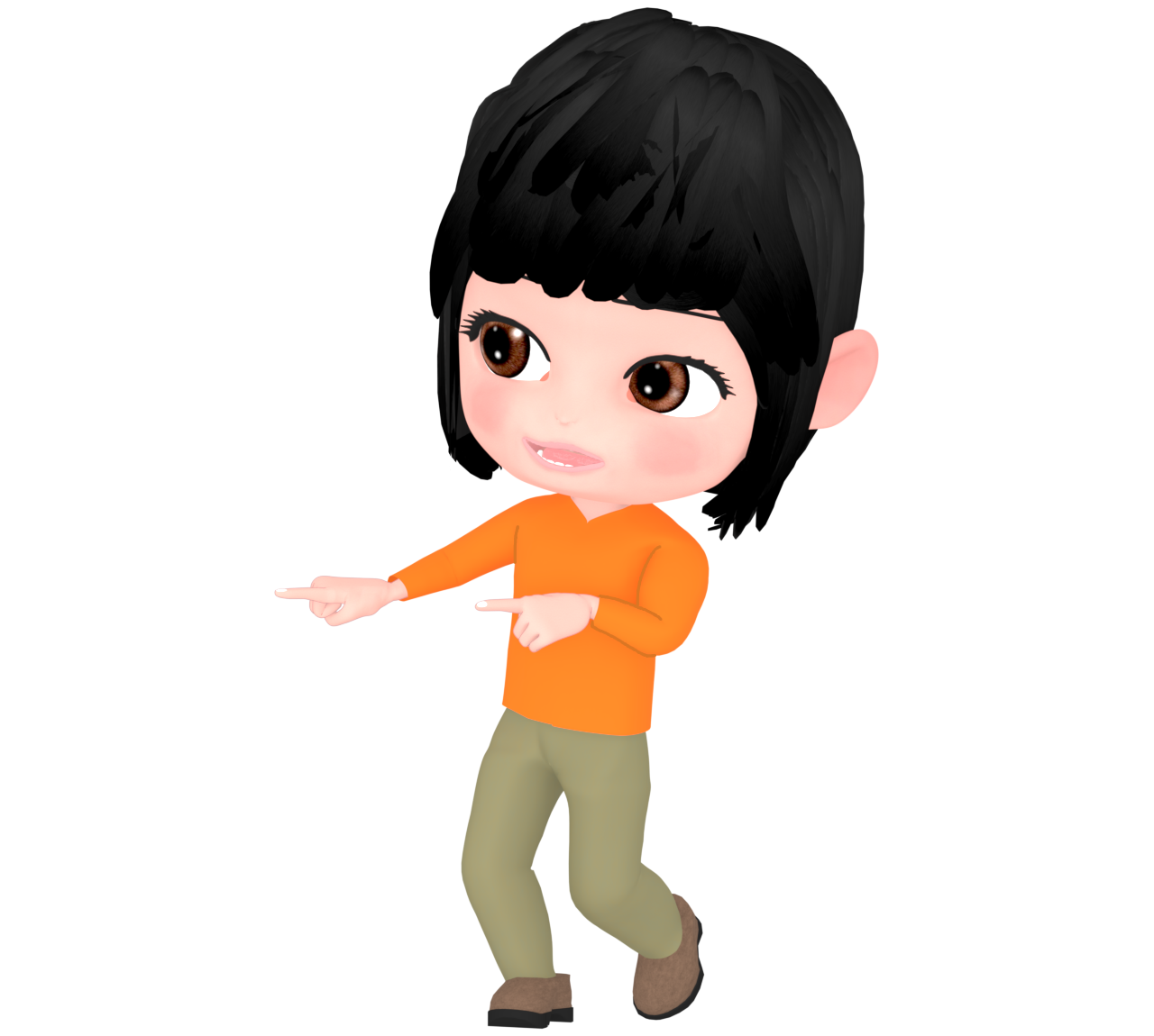 右方向を指で差す女性のイラスト