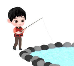 川釣りのイラスト