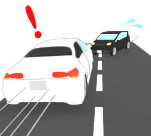 道路を逆走する車のイラスト