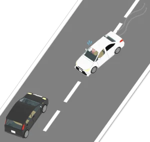 道路を逆走する車のイラスト