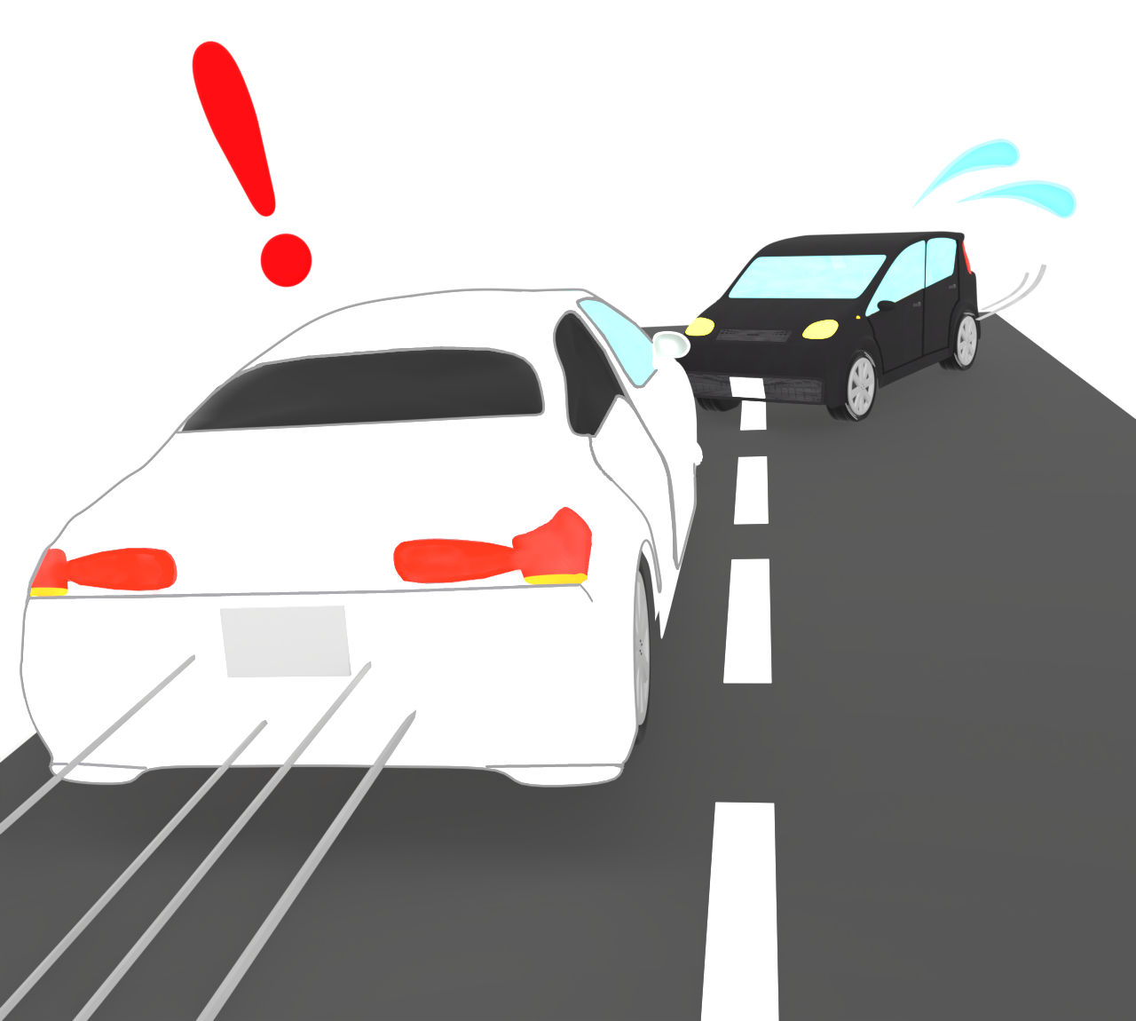 道路を逆走する車のイラスト