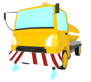 道路清掃をする散水車のイラスト