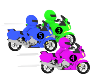 ロードレースで競うバイクのイラスト