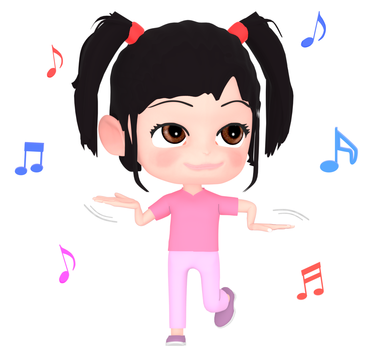 ロボットダンスを踊る女の子のイラスト
