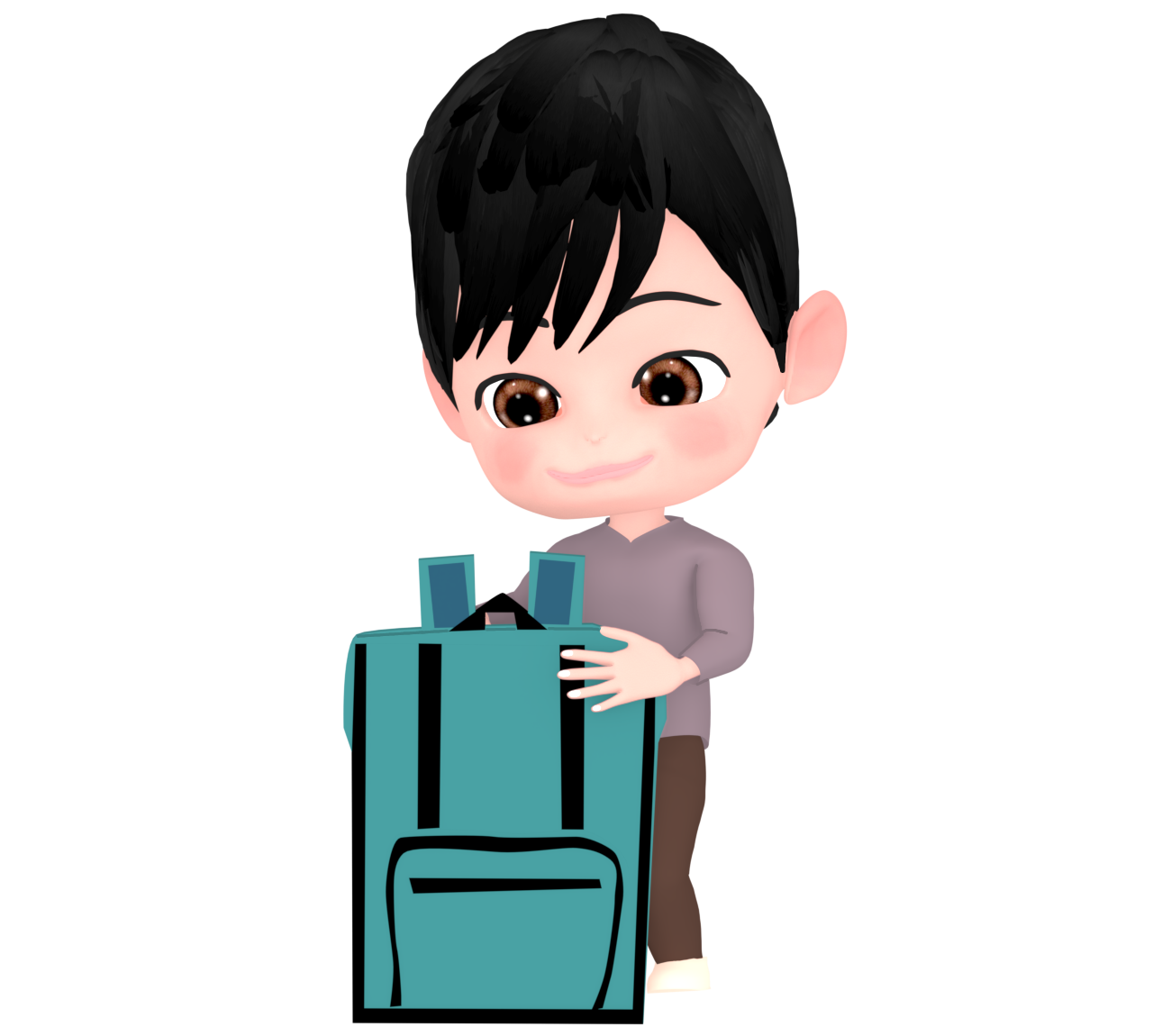 リュックサックの準備をする男性のイラスト