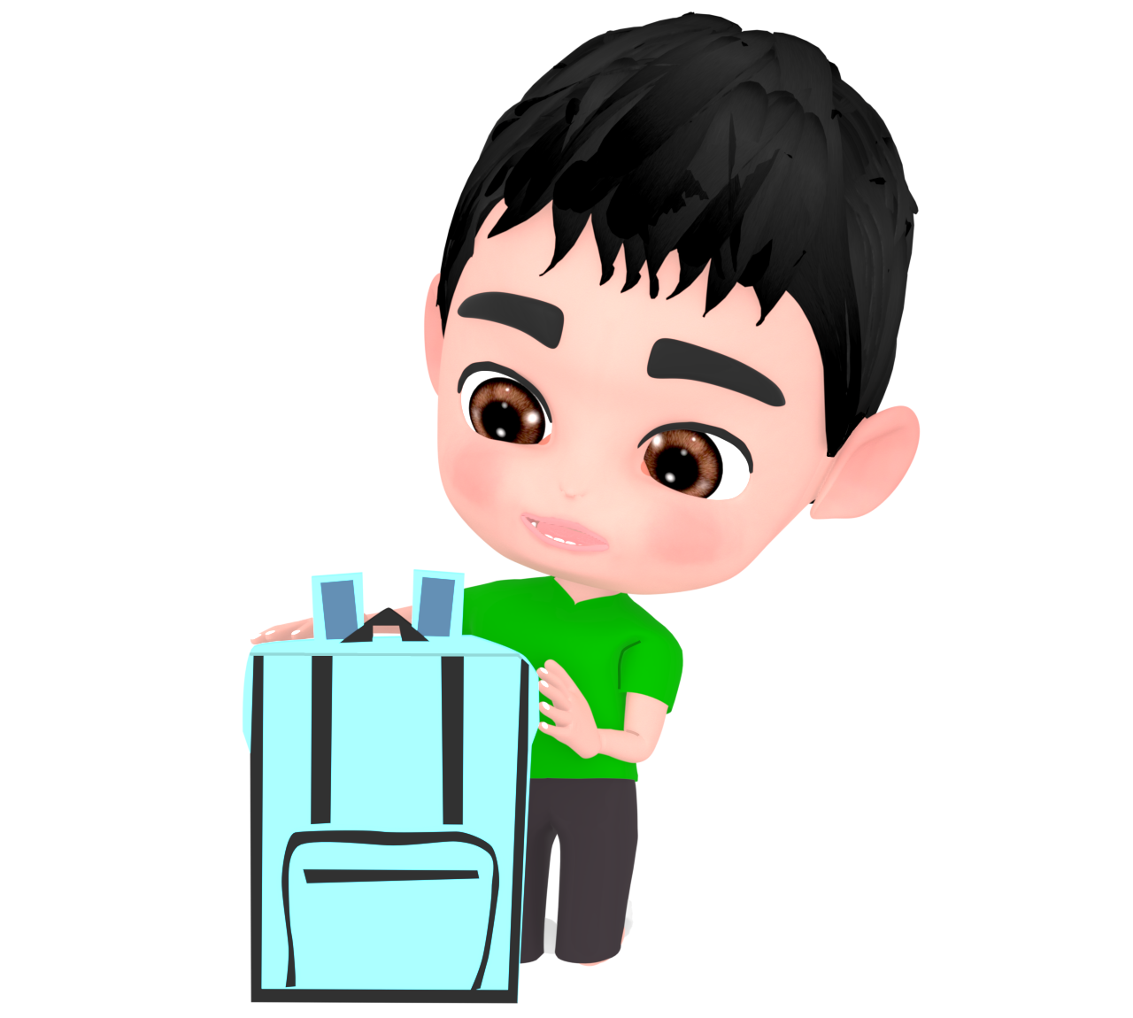 リュックサックの準備をする男の子のイラスト