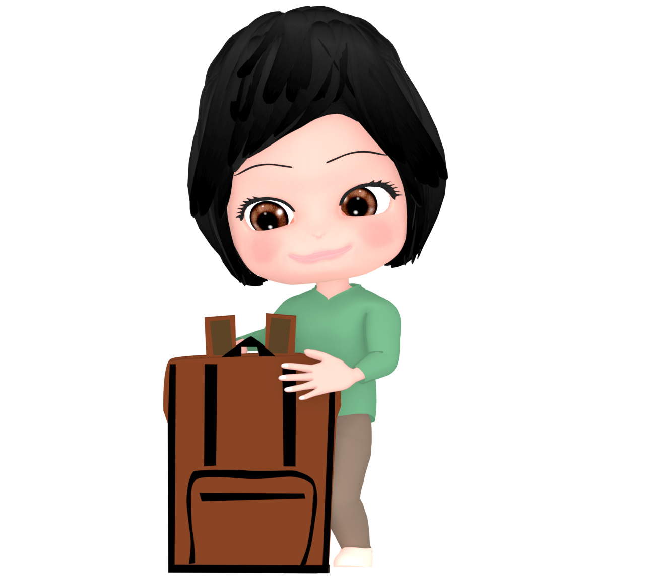 リュックサックの準備をする女性のイラスト