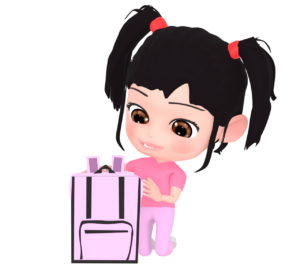 リュックサックを用意する女の子のイラスト