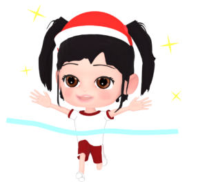 かけっこで1番の女子のイラスト