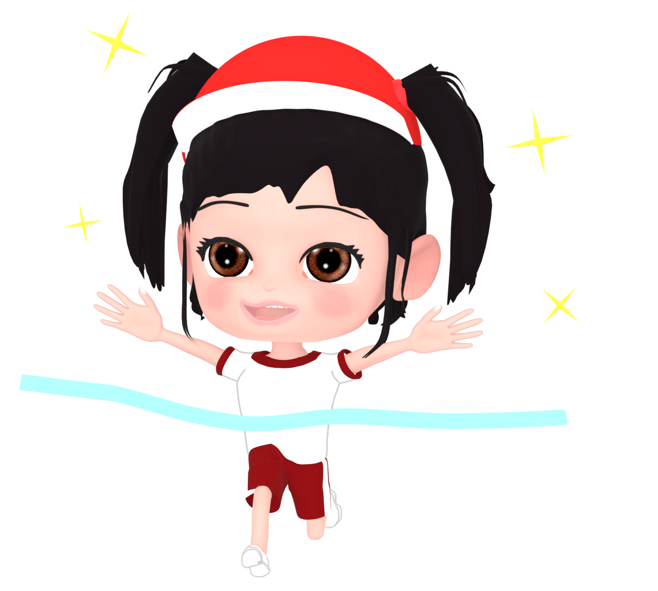 かけっこで1番の女子のイラスト