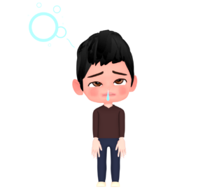 鼻水を垂らしてボーとしている男性のイラスト