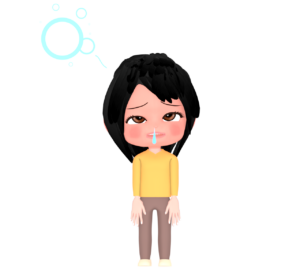 鼻水を垂らしている女性のイラスト