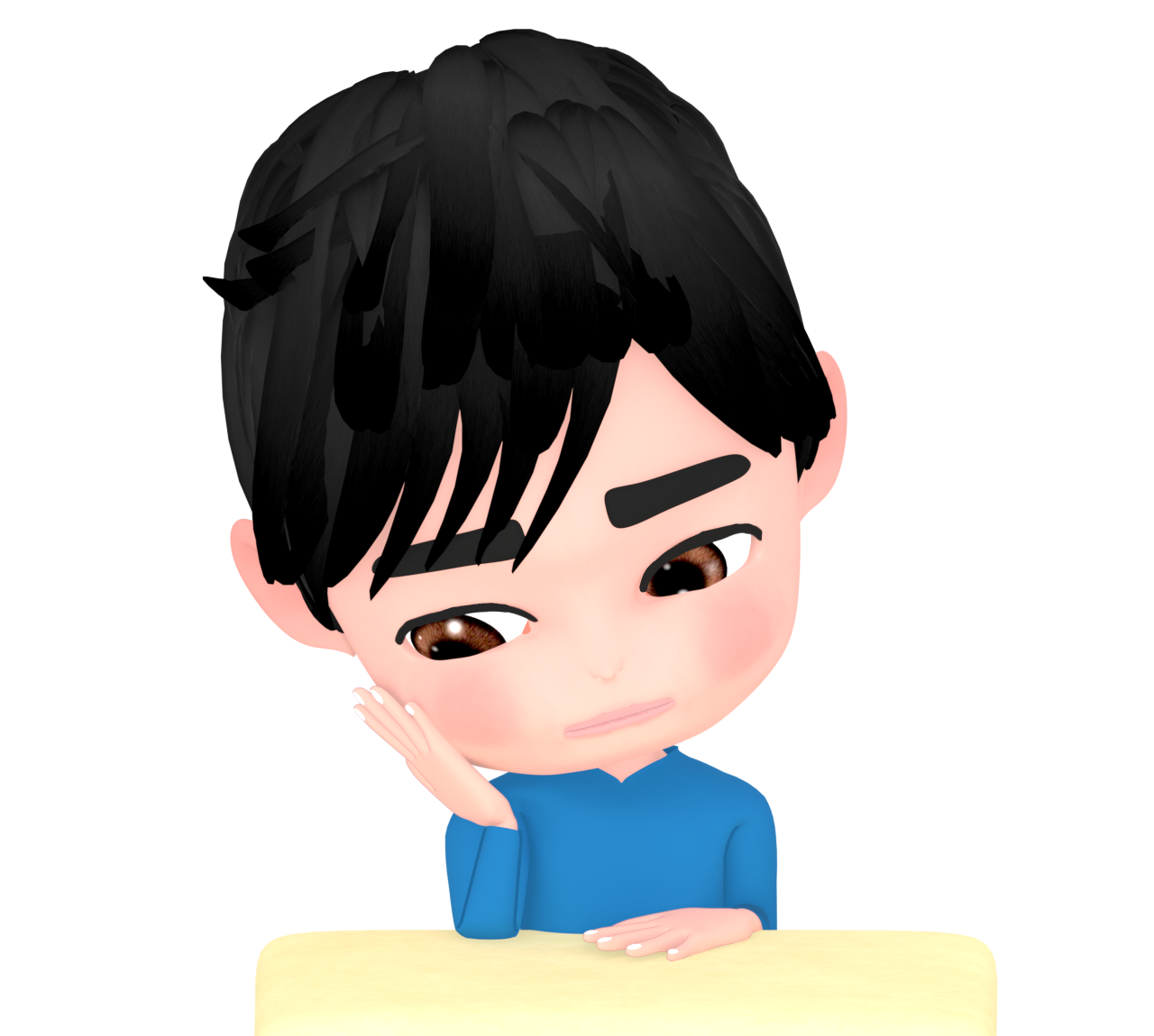 悲しそうに座る男性のイラスト