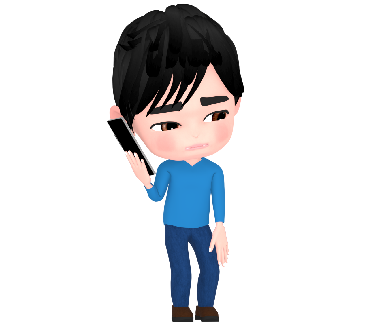 悲しそうにスマホで話す男性のイラスト