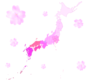 桜前線の日本のイラスト