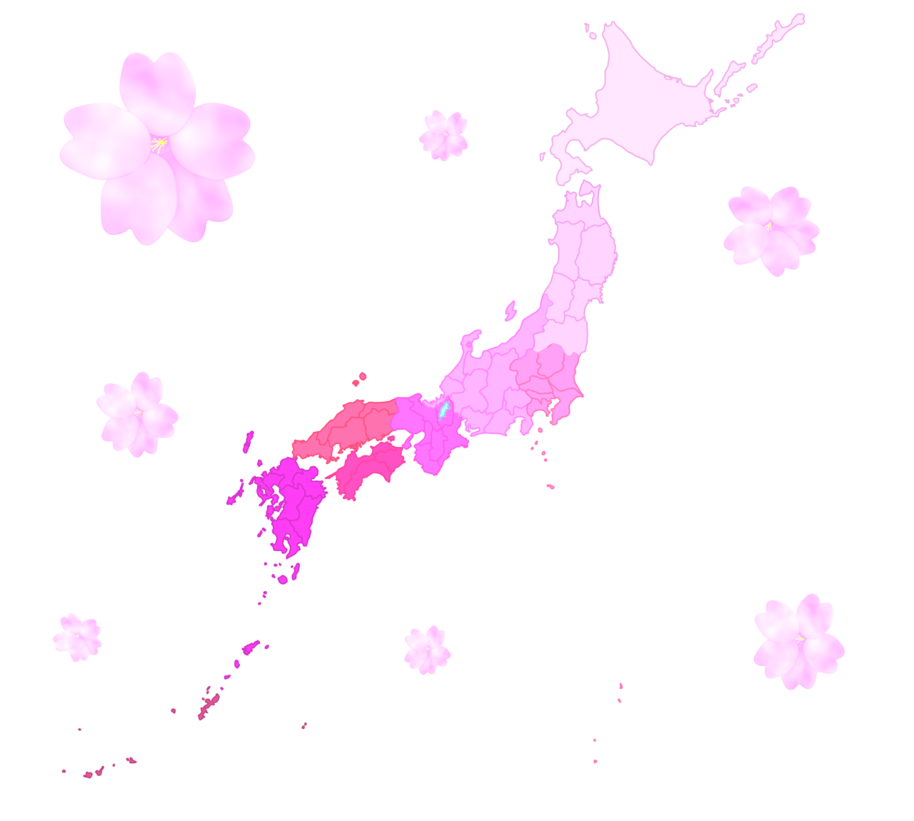 桜前線の日本のイラスト