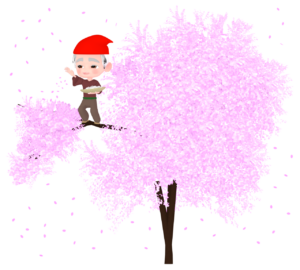 桜を咲かせる花咲か爺さんのイラスト