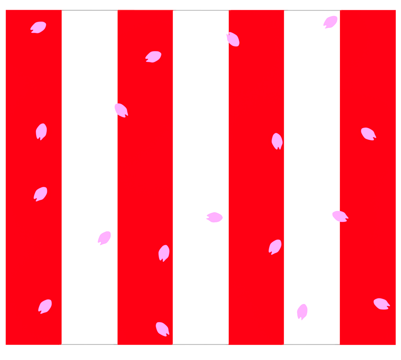 桜の花びらが舞う紅白幕のイラスト