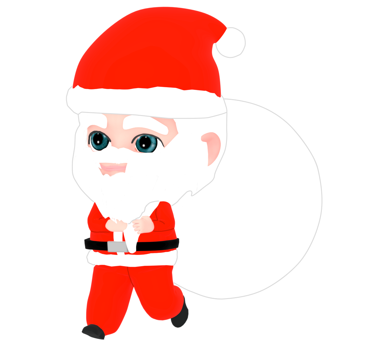 プレゼントを背負うサンタクロースのイラスト