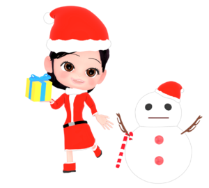 サンタのコスプレをするイラスト