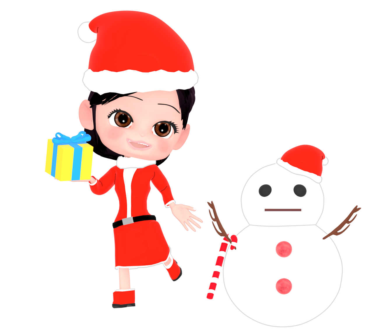 サンタのコスプレをするイラスト