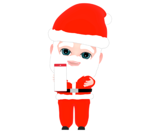 スマホを見せるサンタクロースのイラスト