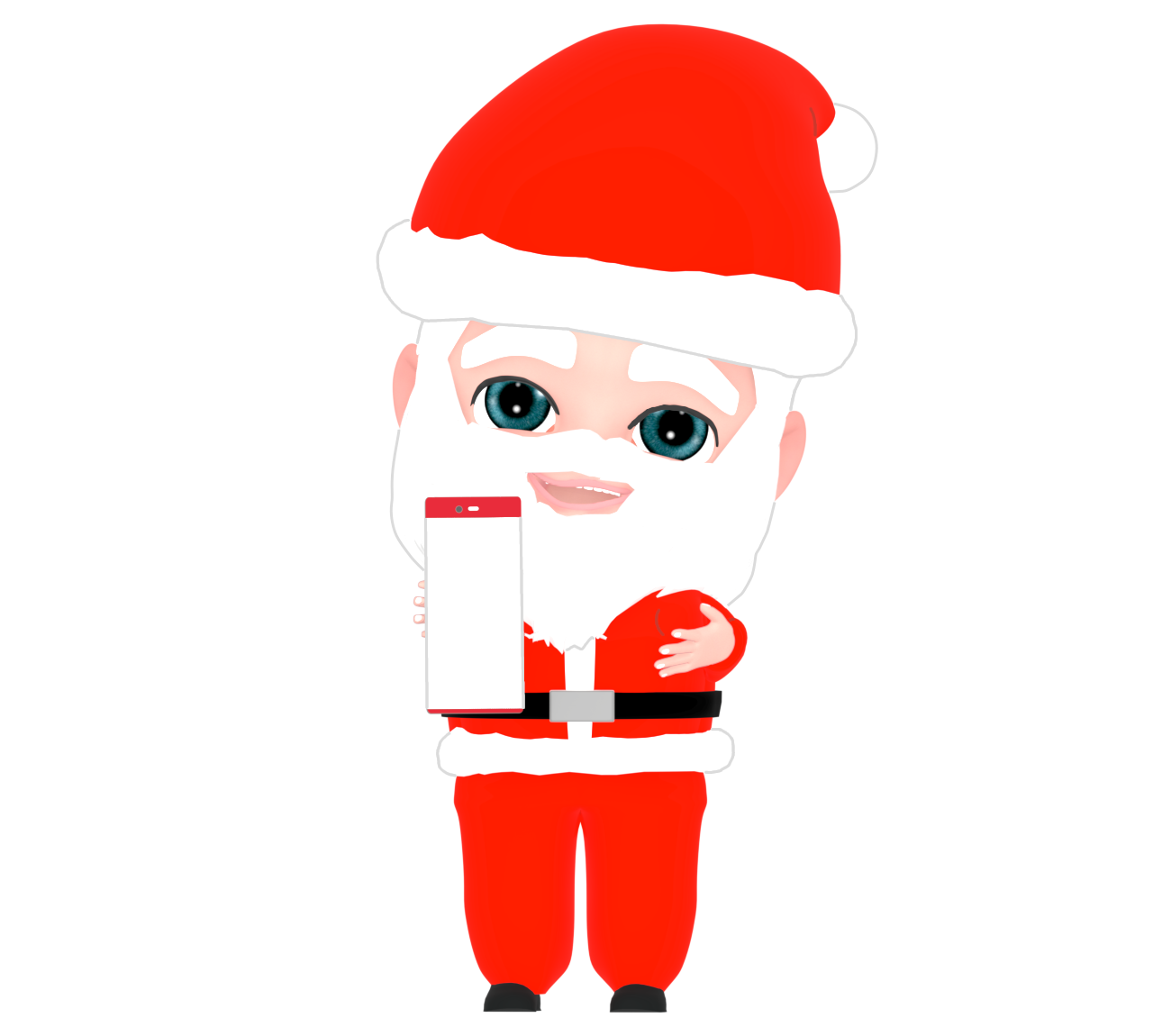 スマホを見せるサンタクロースのイラスト