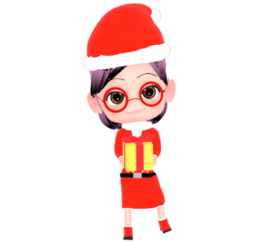 サンタのコスプレをするかわいい女の子のイラスト