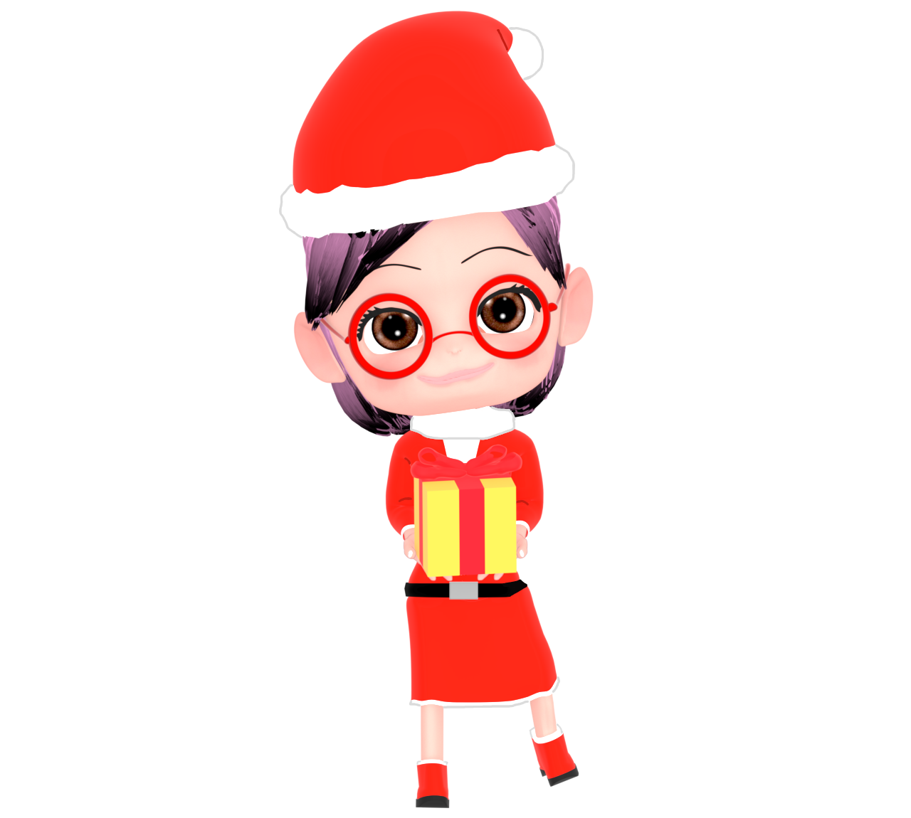 サンタのコスプレをするかわいい女の子のイラスト