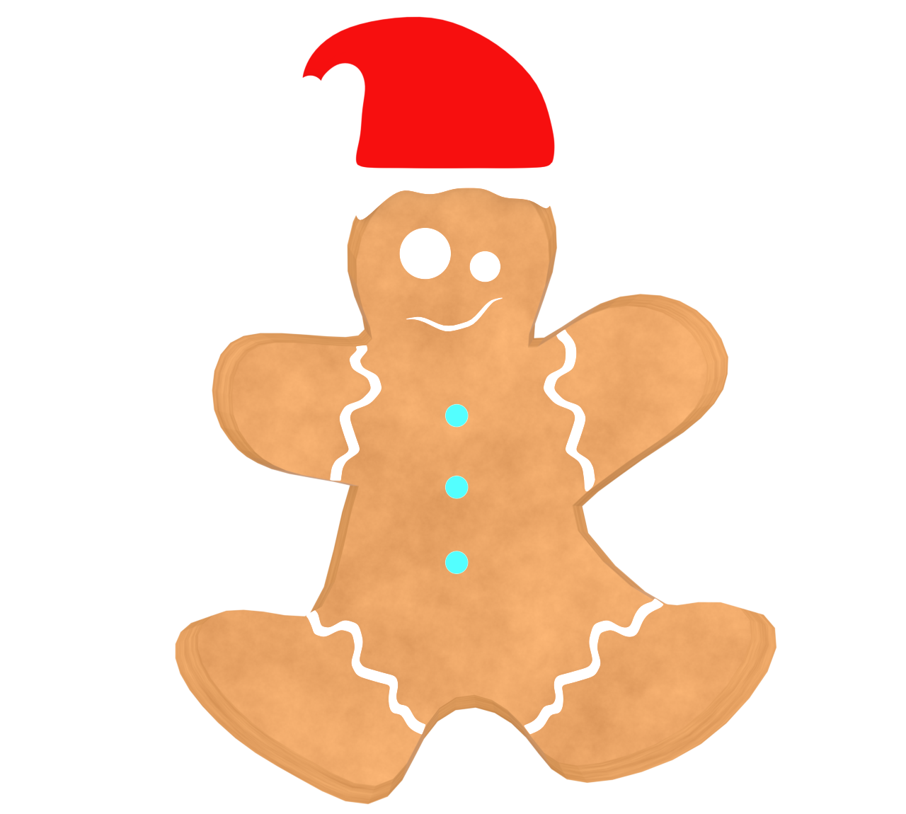 サンタの帽子をかぶるジンジャーマンのイラスト