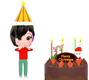 サンタ帽子を被る女性のイラスト