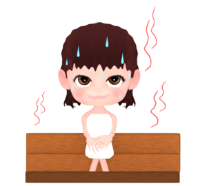 サウナに入る女性のイラスト