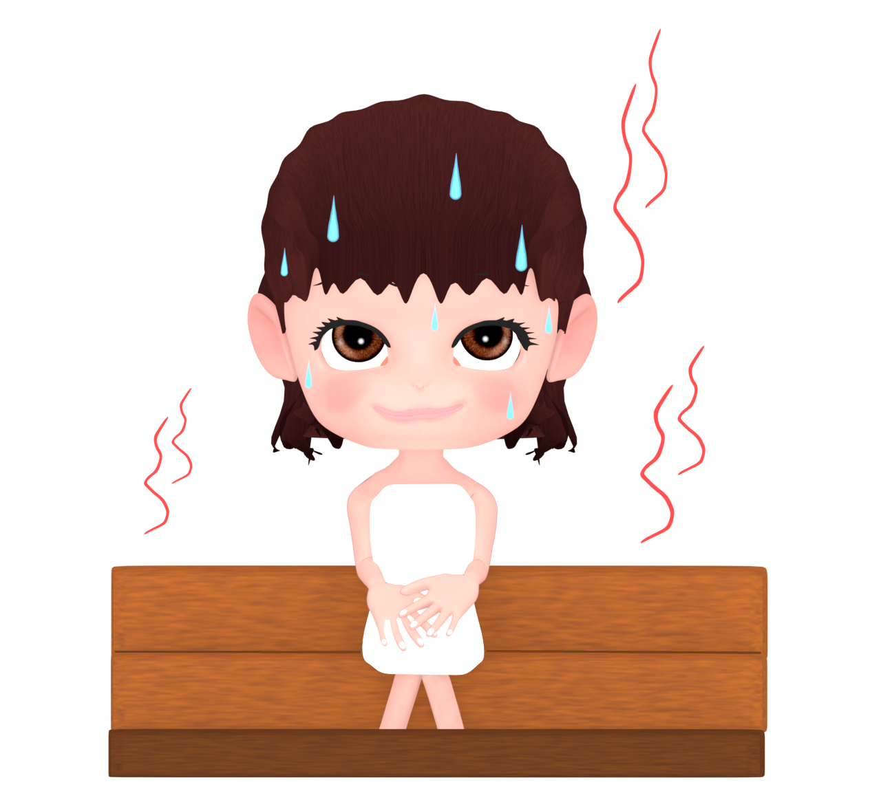 サウナに入る女性のイラスト