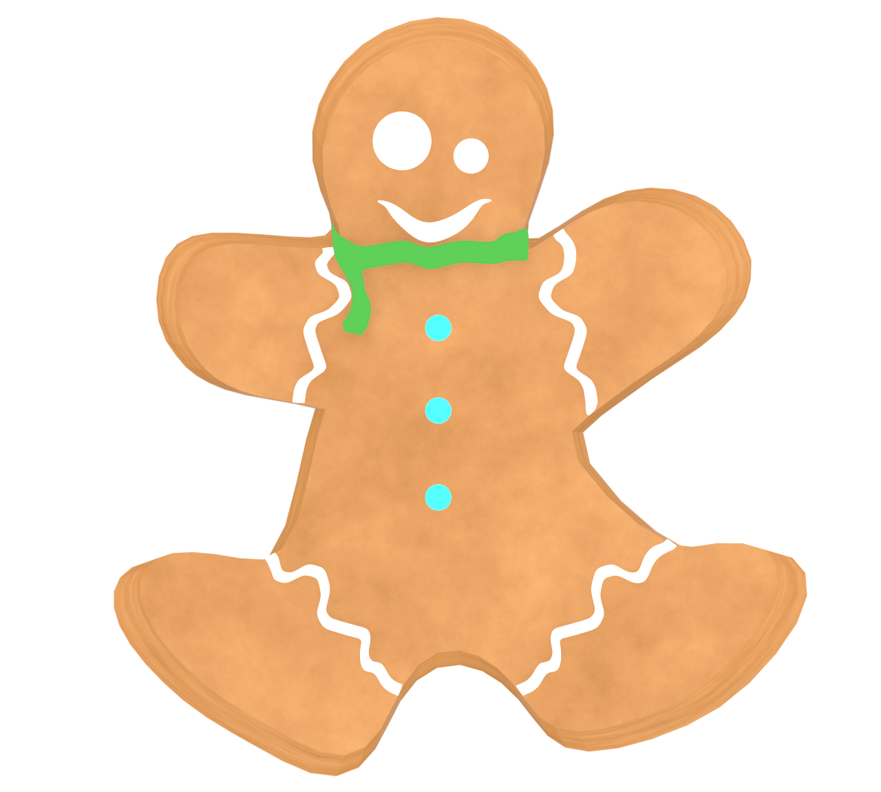 マフラーをしたジンジャーブレッドマンのイラスト