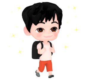 ピカピカのランドセルを背負う小学一年生のイラスト