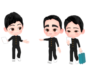 修学旅行に行く男子生徒のイラスト