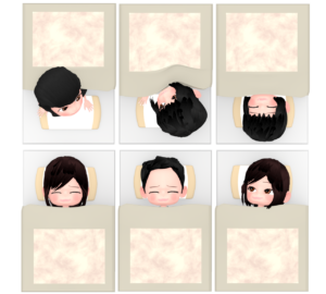 修学旅行で寝ながら喋る女子のイラスト