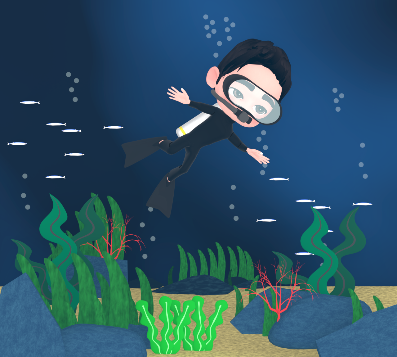 スキューバーダイビングのイラスト