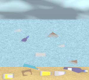 海のゴミ問題のイラスト