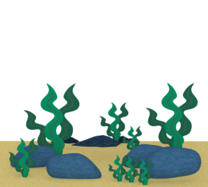 海で揺れる海藻の昆布のイラスト